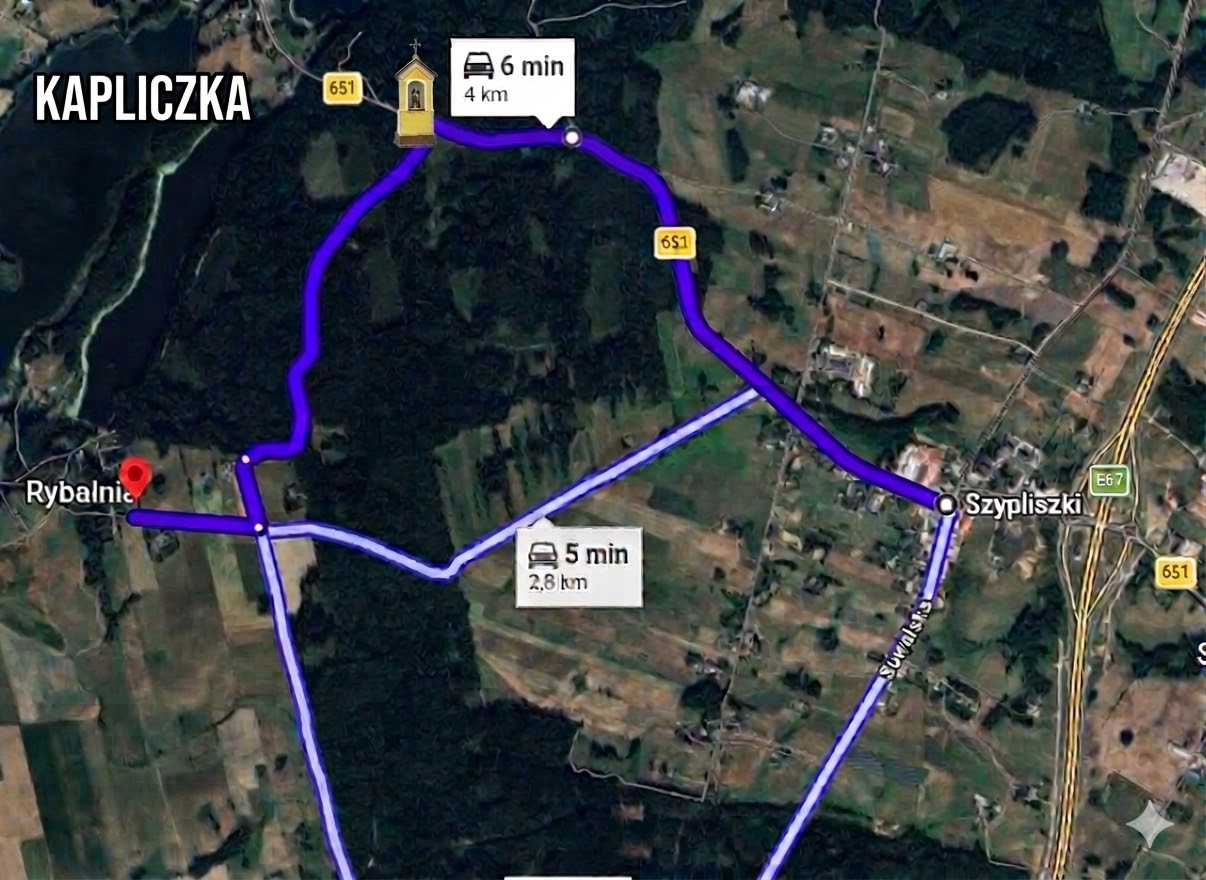Instrukcja dojazdu do Rybalnia 5 przez Szypliszki i Kapliczkę